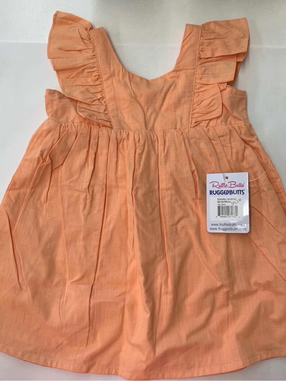 Ruffle Butts Peach Ruffle Sleeve Dress NWT size 2T